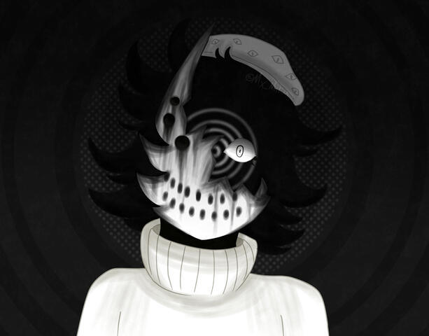 Fanart of the halloween costume of Folly from the game "Regretevator" on Roblox