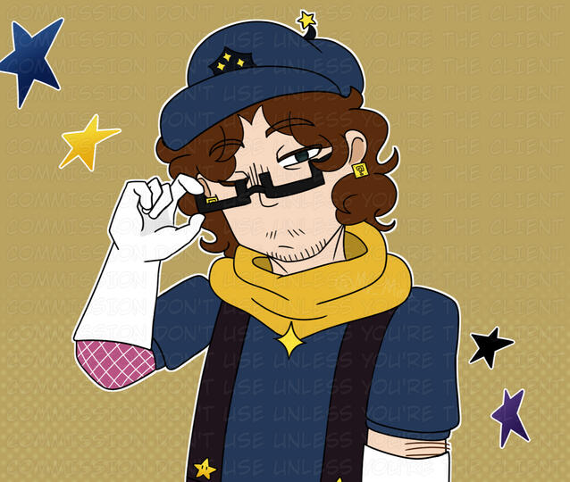 Flat colors half body commission with simple background